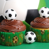 Soccer Cupcakes Basic cupcakes topped with chocolate frosting and a mini plastic soccer ball. These were used to celebrate my son's first soccer...