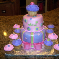 Mia's Cupcake Cake Cake done for one year old