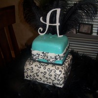 Black And White Scroll With Turquoise 