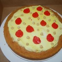 Pizza my daughter can't have cheese so when the class had a pizza party I made one she can eat- they all loved it