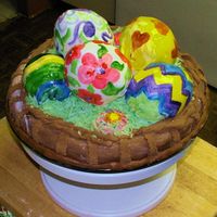 Eastercake.jpg This used two cake mixes. The eggs were baed in a Wilton "Mini Wonder" (I think) pan. The grass is dyed coconut and the cake is...
