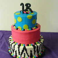 Disco Zebra Made for 13th birthday disco party. Buttercream with fondant accents. TFL :)