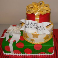 Christmas Presents Christmas present cake for church Christmas play. Buttercream with fondant accents. TFL :)