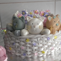 Kitten Basket chocolate cake with chocolate mousse filling, cover in MMF and sugar paste