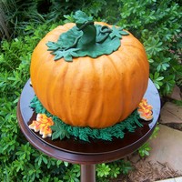 Freshly Picked Buttercream chocolate cake with fondant stem and leaves baked in bundt pans