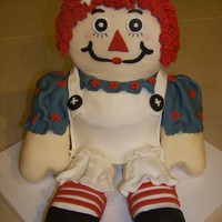 Raggedy Ann Raggedy Ann cake with rkt arms and legs and face