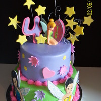 Tinkerbel And Friends butter cream icim with hand painted fondant