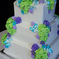 Bright And Lovely buttercream icing with royal icing flowers.