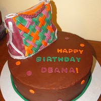 Purse Birthday Cake cake i made for a friend of mine....devils food cake with dark chocolate ganache filling and dark chocolate icing. the purse is made out of...