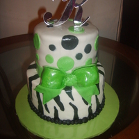 Lime Green And Zebra Lime green and black polka dots with hand painted zebra stipes and lime green bow