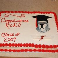 Clone Troop Graduation Cake Edible image my sig other designed for the cake. Had it printed at local cake supply store.