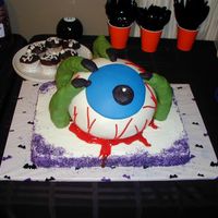Eyeball Cake Inspired by many here on CC. Red velvet cake covered with fondant. Modeling chocolate and buttercream accents.