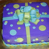 Polka Dot Cake Birthday cake for my DD. Colors in the photo did not come out like the actual cake. Purple butter cream with blue and green fondant accents...