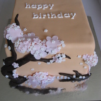 Birthday Cake For Mum my first fondant cake. you can't tell from the photo but i had so many holes and cracks and overlapping of the fondant. luckily i...