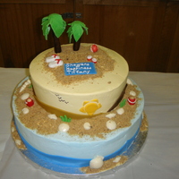 Beachy Shower I made this for a beach themed shower. The bride to be's favorite dessert is Tiramisu, so its a Tiramisu flavored cake.