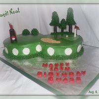 Golf Course 8' Round White & Chocolate Cake, Buttercream Icing with Fondant/Gumpaste Decorations. Thanks jowhip for the inspiration.