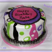 Happy Birthday Kate 8" Round White Cake, Buttercream with MMF decorations