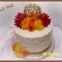 50Th Anniversary Cake 50th Anniversary Cake8" Round Chocolate with Buttercream IcingPlastic Topper with Silk Flowers and Ribbon( I did this cake earlier in...