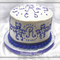 Scroll/ Monogram Bridal Shower Scroll Work Bridal Shower6" Round Chocolate Cake with Purple Buttercream Scrolls & Monogram to match invitations(Its actually a...