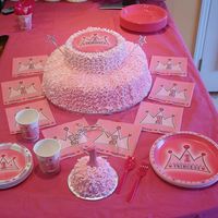 Princess Birthday Cake I made this for my granddaughter's first birthday. This was a strawberry layer cake with buttercream icing. It has an edible cake...