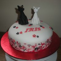 2 Cats Fondant Painted Birthday Cake This was my 1st attempt at painting on a cake, I made this for my neighbours birthday. I was inspired by Debbie Browns wedding cake that...