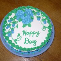 Just Because Practice Cake Cake is chocolate, BC frosting/decorations. One of the first with roses. Tried to match the color to the plate.