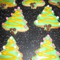 Christmas Tree Nfsc NFSC iced in royal icing and decorated with sugar boubles and choc chips for the trunk. I made 40 of these for a pre school fundraiser.