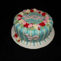 Shelley's 40Th A 9" round carrot cake with cream cheese filling. All fondant. Thanks for looking!!