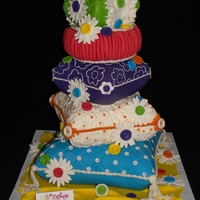 Stack Of Pillows A display cake. I carved the styrofoam to my liking (a messy business!!) The bride's theme was these colors and buttons. A pleasure to...