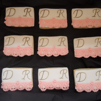 Lace Cookies made for an engagment, lace made using patchwork cutter.