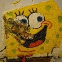 Poor Spongebob it was 30 minutes before my stepsons birthday party and i had my baby sitting in the booster seat at the table playing with some ribbon. me...
