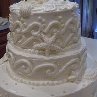 White Wedding Shell Cake 