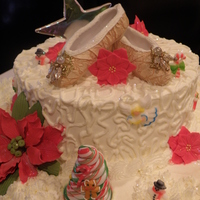 Christmas Holiday Cake This is a cake for a Holiday party / Christening celebration. The slippers represent the Christening.