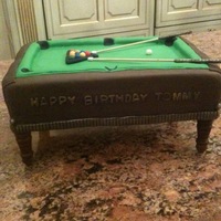 Pool Table Cake 12" x 18" rectangle cake with 3 - 2" cake layers. Wood base with legs (you can get from the hardware store) pool sticks are...