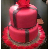Pink & Silver Rose Petal Cake 