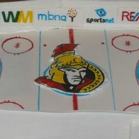 Ottawa Senators Hockey Nhl Birthday Cake White cake with icing I mixed with lemon curd for good taste underneath it all. Marshmallow fondant ice surface, with fondant walls, held...
