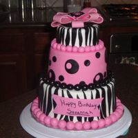 Pink And Black Zebra Cake Another pink black zebra cake. Covered in satin ice. For a 13th birthday party. Thanks for looking