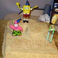 Sponge Bob And Patrick Play In The Sand Sponge Bob and Patrick built a 2 in the sand.The figures are made of fondant
