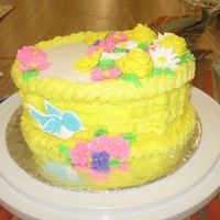 Wilton Course Ii Chocolate cake w/Wilton BC. One colorflow birdie died, but one looked okay so I kept him on. Too bad about my basketweaving lumps. I had...