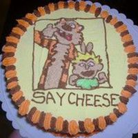 Calvin And Hobbes Chocolate cake with yellow buttercream icing. I made this just for fun....
