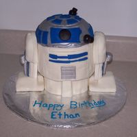 R2D2 Cake I made this for my son's 5th birthday. I used WASC cake recipe. 3 8" rounds and a glass pyrex bown for the dome. Fondant and...