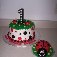Ladybug 1St Birthday Cake I made this for my friend's daughter what turned one. Her bedroom is done in ladybugs and black and white polka dots. My friend wanted...