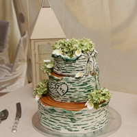 Birch Bark Outdoor Wedding Birch Bark Wedding 3 tier Lemon and Amaretto Buttercream.