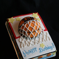 Basketball Birthday Cake Fondant cake with 2D basketball topper. All fondant decorations.