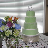 Green Wedding Cake All buttercreme covered in sanding sugar.