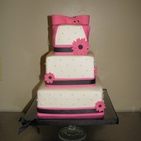 Hot Pink And Black Wedding Cake 