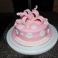 Polka Dots red velvet cake, buttercream, and MMF covered