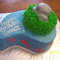 Fishing Cake This was made for a little boy who wanted a fish cake, my friend was bringing a little boy to place on the rocks that would be fishing,...