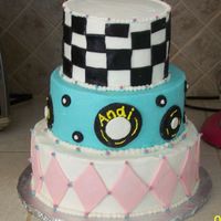 50's Birthday Cake This is a WASC cake with MMF accents. First time to make black MMf, it wasn't too bad just added cocoa then the black coloring. I made...