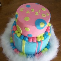 Round Circles And Stipes Birthday Cake This was made for my best friend's daughter. bc and fondant accents. TFL